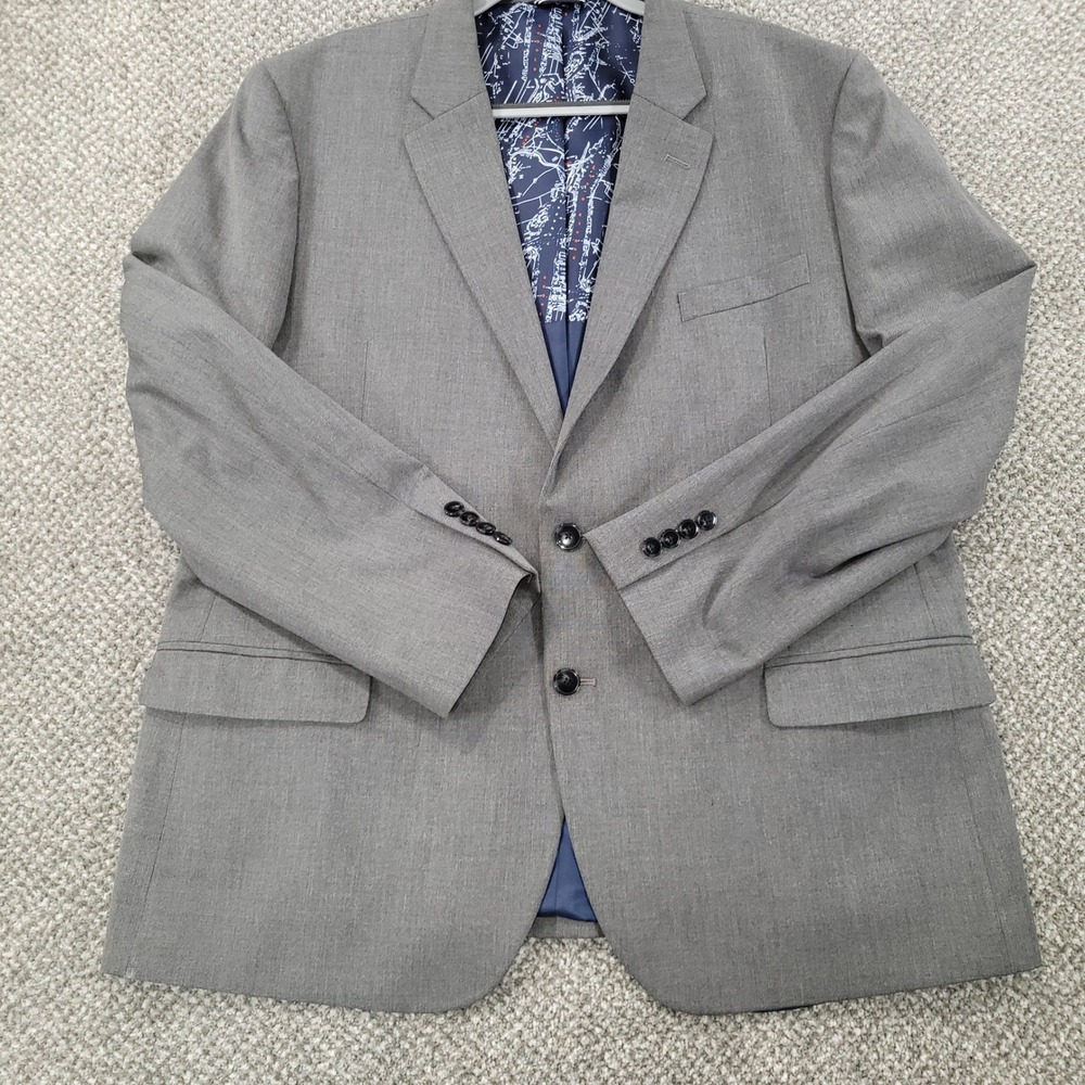 Nautica Ventura Mens Grey 2 Button Blazer Sport Coat Stretch Jacket Sailing 48R